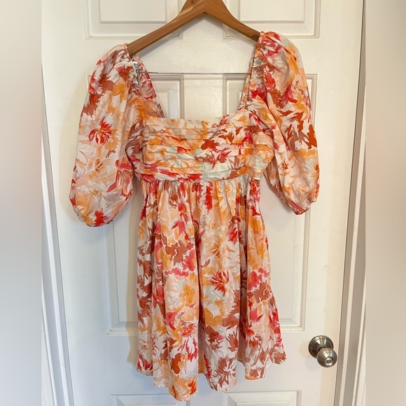 NEW Abercrombie & Fitch Emerson Poplin Puff Sleeve Floral Mini Dress - Picture 3 of 5